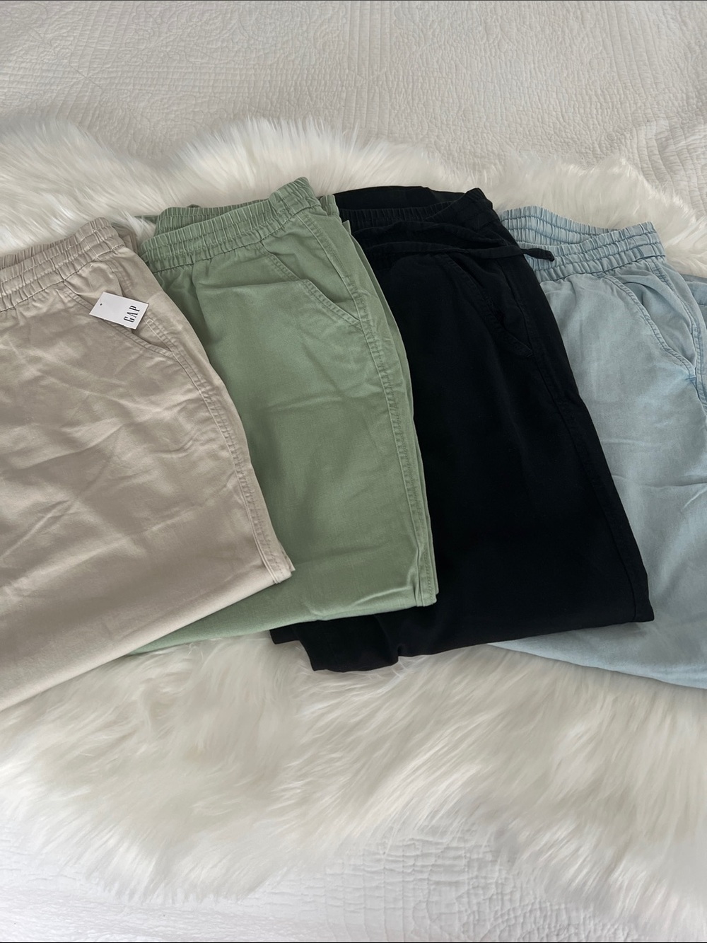 GAP Ankle Cropped Pants Bundle - Beige, Sage Green, Black, Light Blue, Yellow
